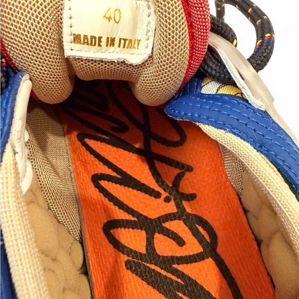 Versace Chain Reaction Baroque Sneakers IT40/US Men7/US Women10 Blue & Yellow - Picture 8 of 10